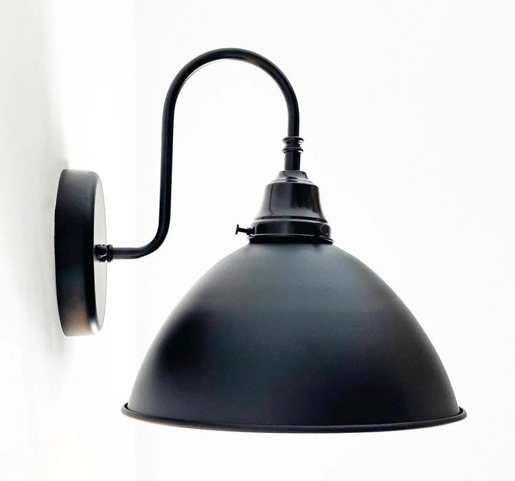 Large Black Enamel Farmhouse Wall Sconce Lighting - Sweatfully