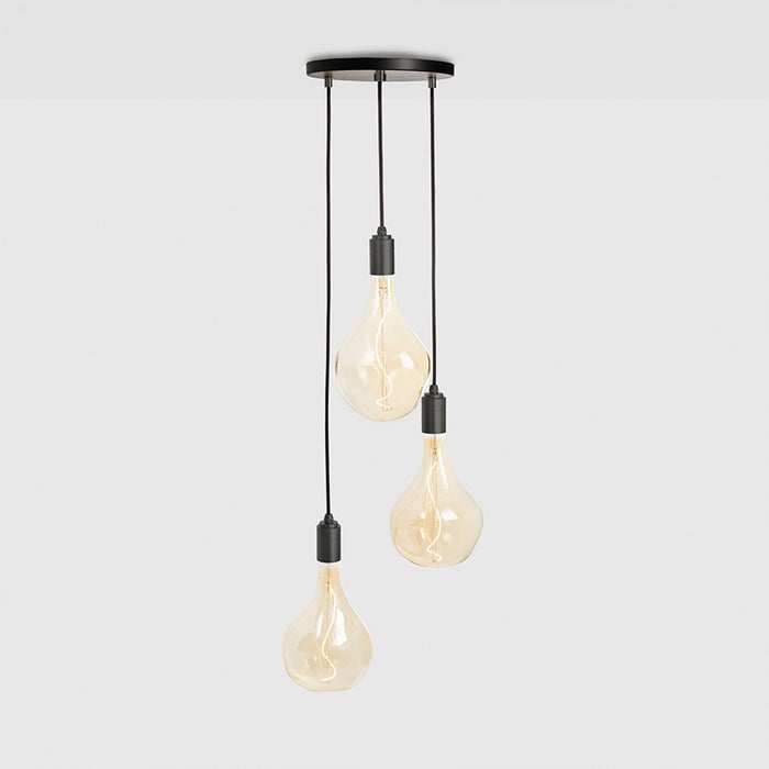 Triple Pendant in Graphite + Voronoi II - Black Canopy - Sweatfully