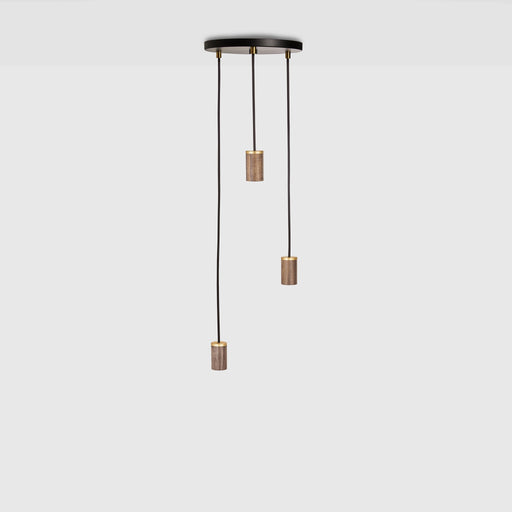 Triple Pendant in Walnut - Black Canopy - Sweatfully