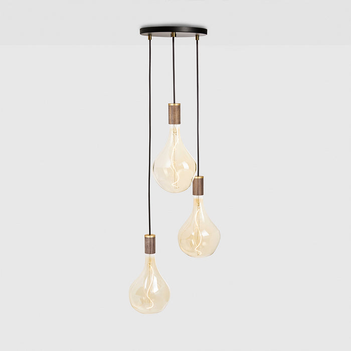 Triple Pendant in Walnut + Voronoi II - Black Canopy - Sweatfully