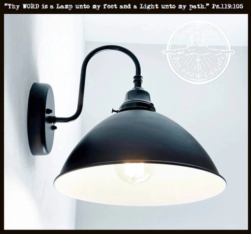 Large Black Enamel Farmhouse Wall Sconce Lighting - Sweatfully