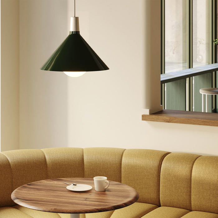 Bower Pendant Light Medium in Dark Green + Sphere IV - Sweatfully