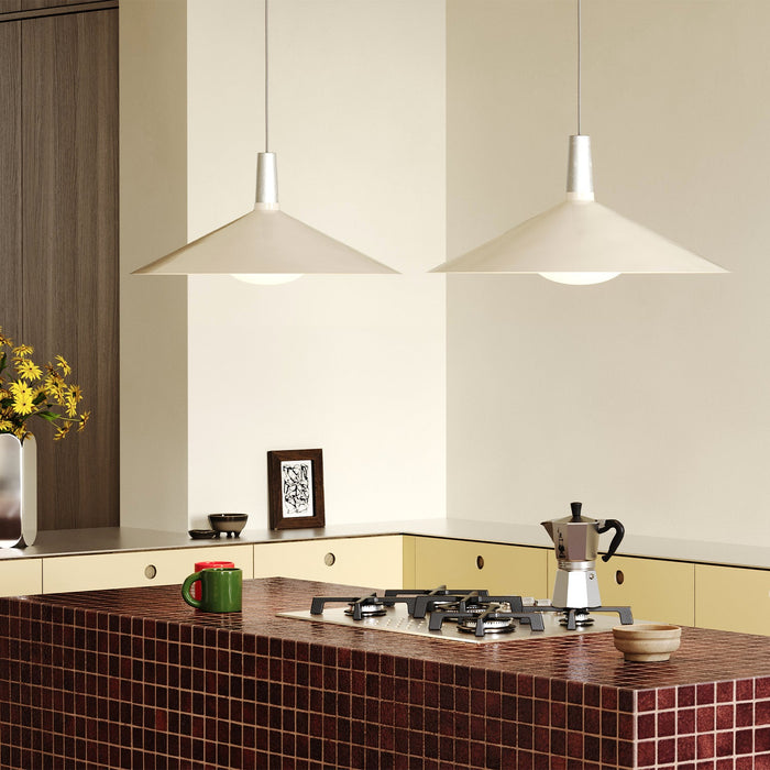 Bower Pendant Light Large in Oyster White + Oval II - Sweatfully