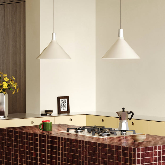 Bower Pendant Light Medium in Oyster White + Sphere IV - Sweatfully