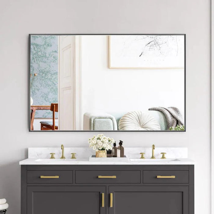 Reflections Sleek Modern Black Aluminum Framed Wall Mirror - Sweatfully