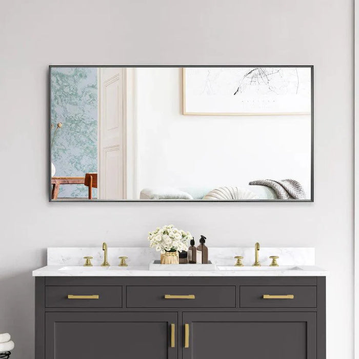 Reflections Sleek Modern Black Aluminum Framed Wall Mirror - Sweatfully