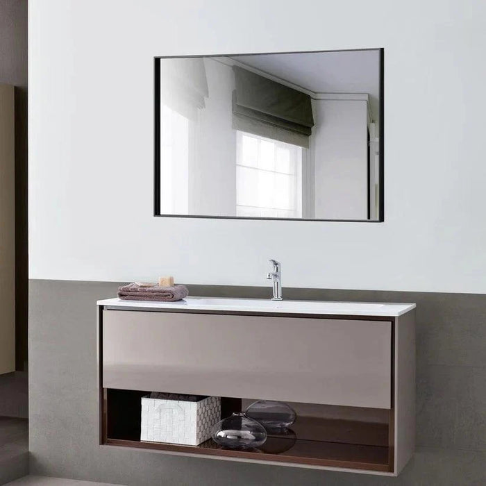 Reflections Sleek Modern Black Aluminum Framed Wall Mirror - Sweatfully