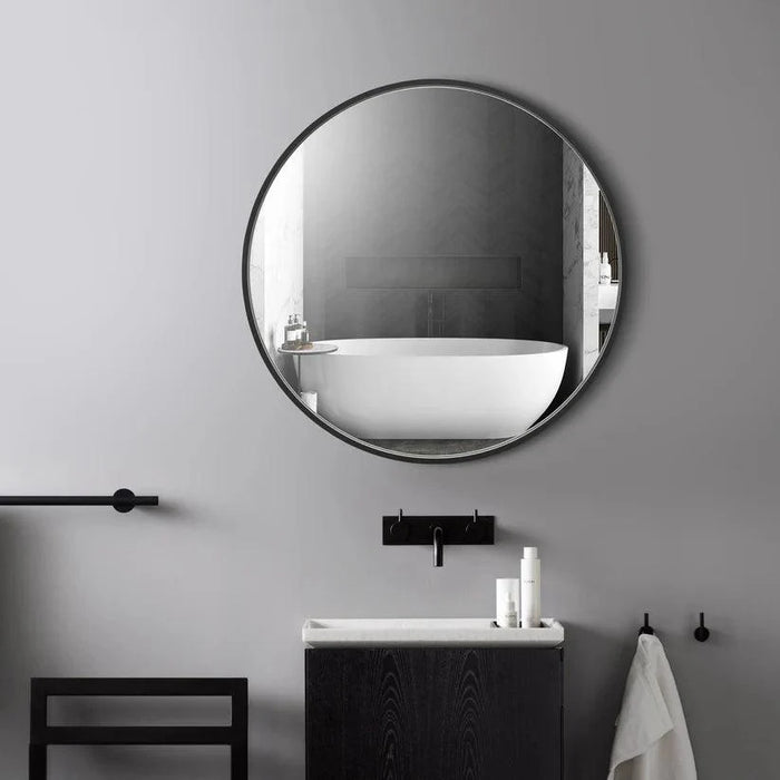 Reflections Sleek Modern Black Aluminum Framed Wall Mirror - Sweatfully