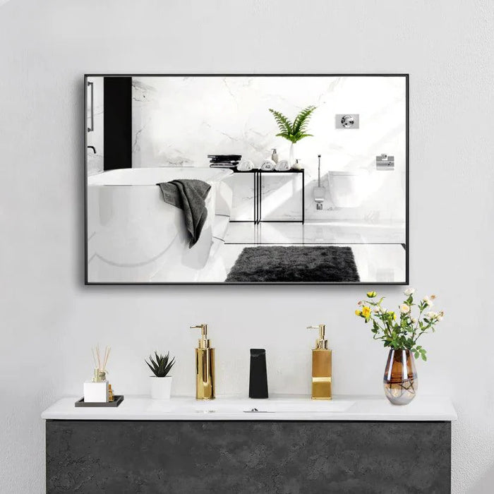 Reflections Sleek Modern Black Aluminum Framed Wall Mirror - Sweatfully