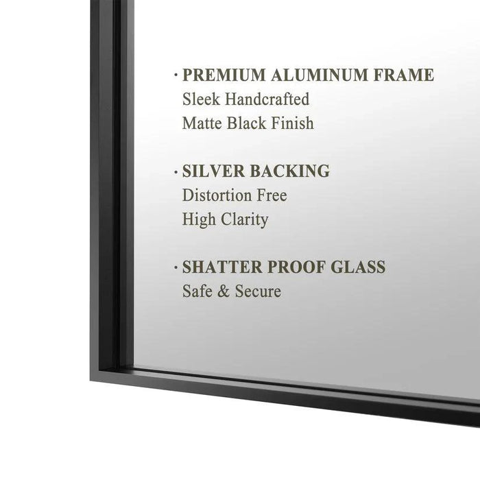Reflections Sleek Modern Black Aluminum Framed Wall Mirror - Sweatfully