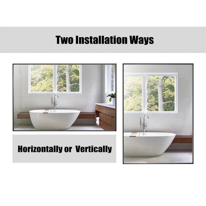 Reflections Sleek Modern Black Aluminum Framed Wall Mirror - Sweatfully