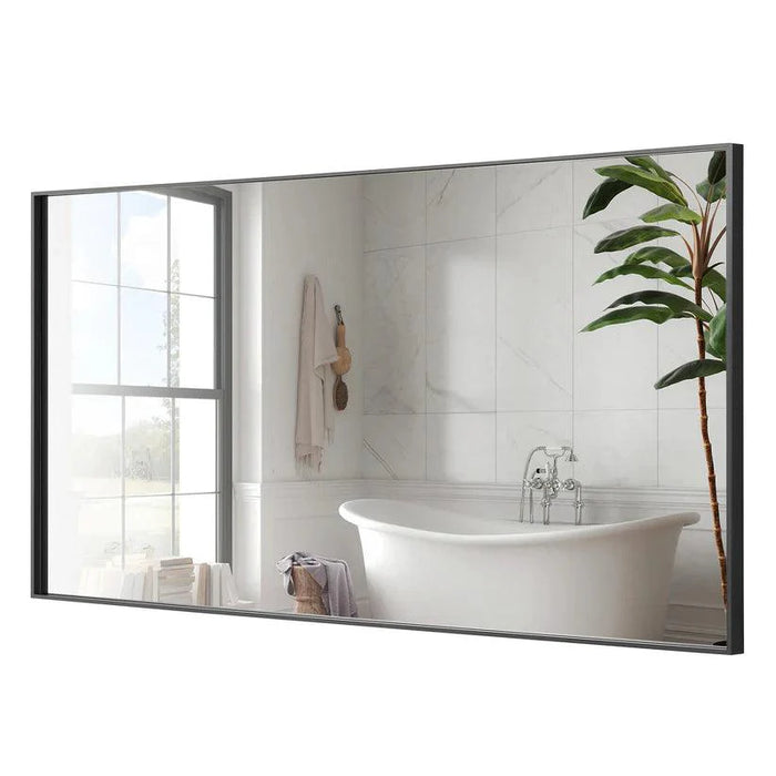 Reflections Sleek Modern Black Aluminum Framed Wall Mirror - Sweatfully