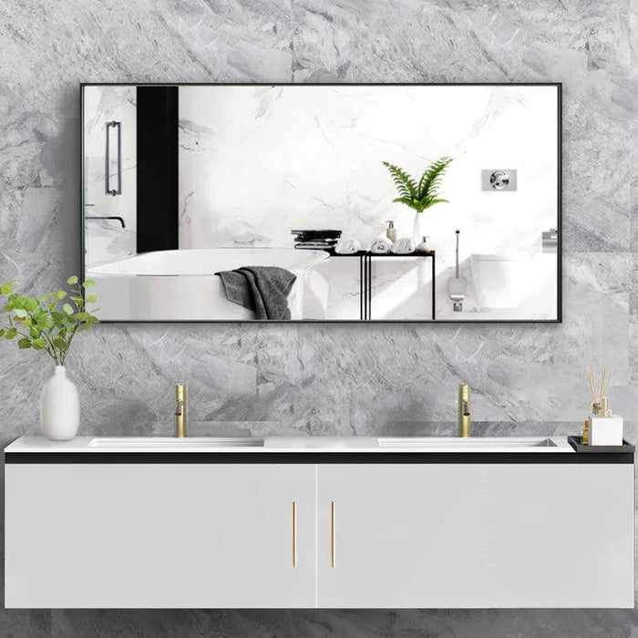 Reflections Sleek Modern Black Aluminum Framed Wall Mirror - Sweatfully