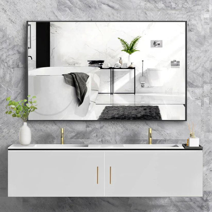 Reflections Sleek Modern Black Aluminum Framed Wall Mirror - Sweatfully