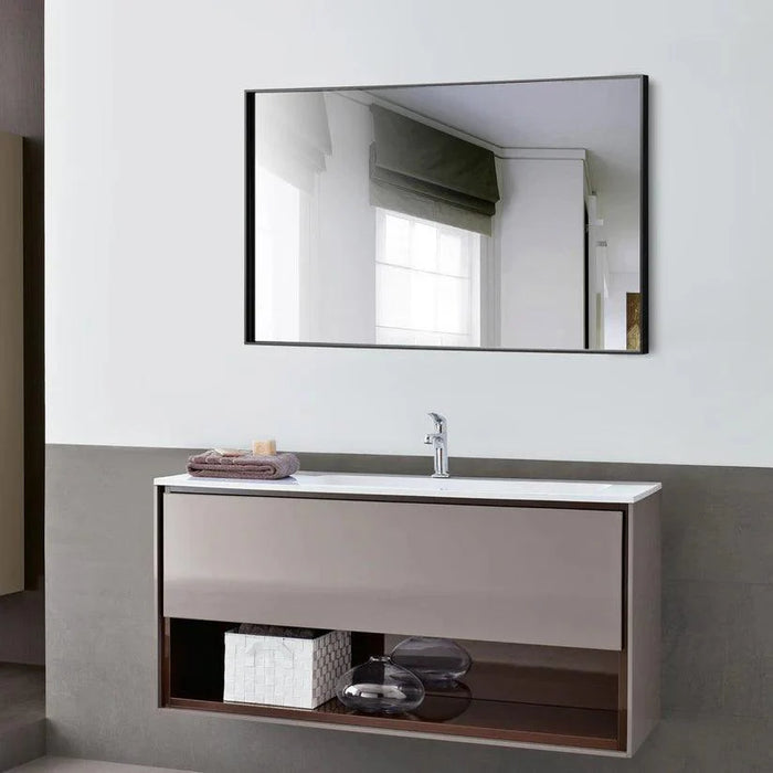 Reflections Sleek Modern Black Aluminum Framed Wall Mirror - Sweatfully