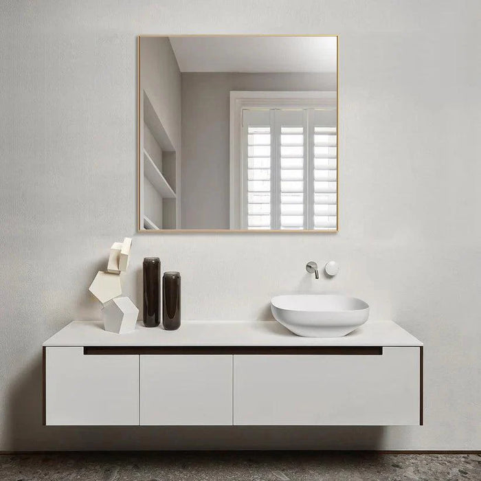 Reflections Sleek Modern Black Aluminum Framed Wall Mirror - Sweatfully