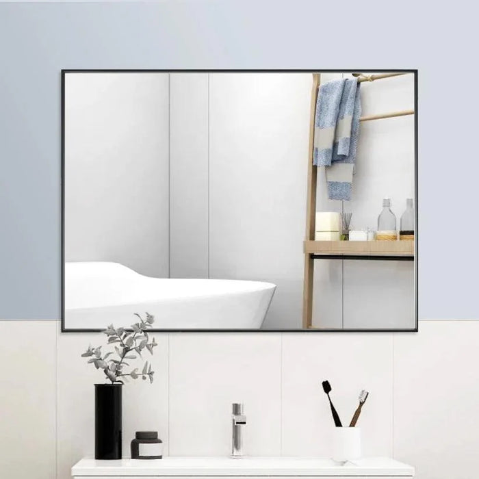 Reflections Sleek Modern Black Aluminum Framed Wall Mirror - Sweatfully