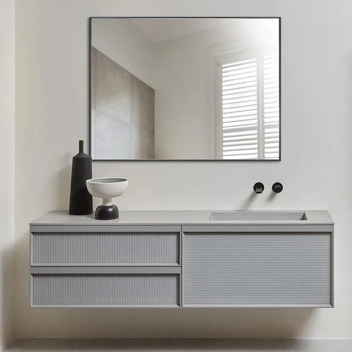 Reflections Sleek Modern Black Aluminum Framed Wall Mirror - Sweatfully