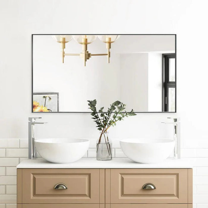 Reflections Sleek Modern Black Aluminum Framed Wall Mirror - Sweatfully