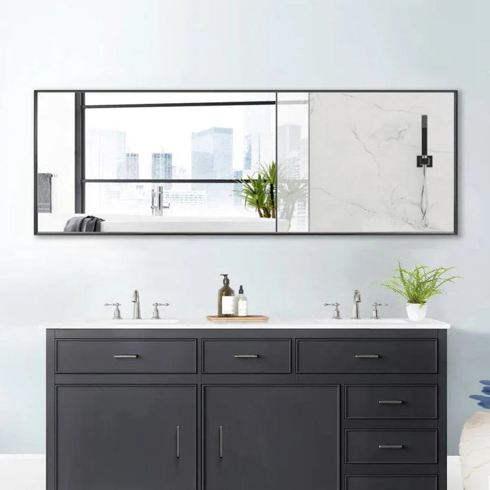 Reflections Sleek Modern Black Aluminum Framed Wall Mirror - Sweatfully