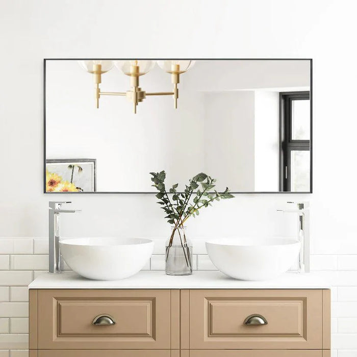 Reflections Sleek Modern Black Aluminum Framed Wall Mirror - Sweatfully