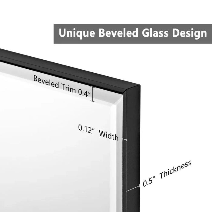 Reflections Sleek Modern Black Aluminum Framed Beveled Wall Mirror - Sweatfully