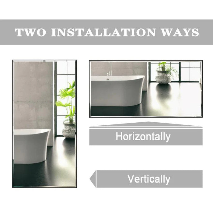 Reflections Sleek Modern Black Aluminum Framed Beveled Wall Mirror - Sweatfully