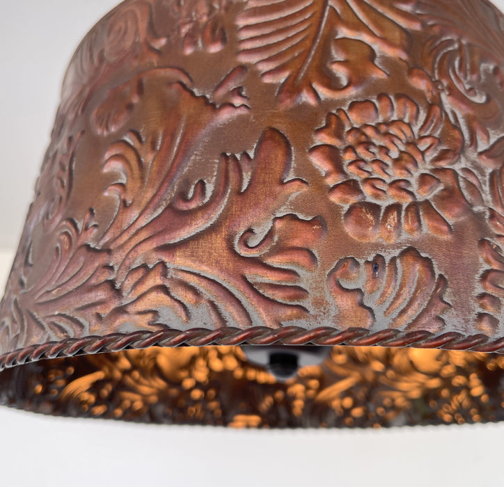 Copper Bronze Embossed Drum Ceiling Light - Sweatfully