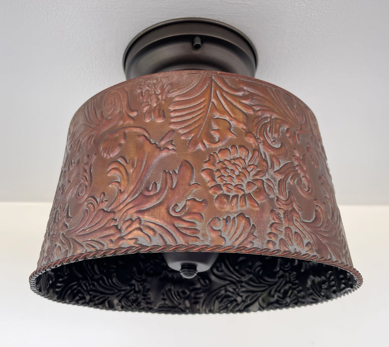 Copper Bronze Embossed Drum Ceiling Light - Sweatfully