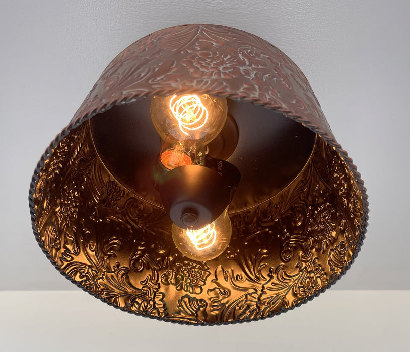 Copper Bronze Embossed Drum Ceiling Light - Sweatfully