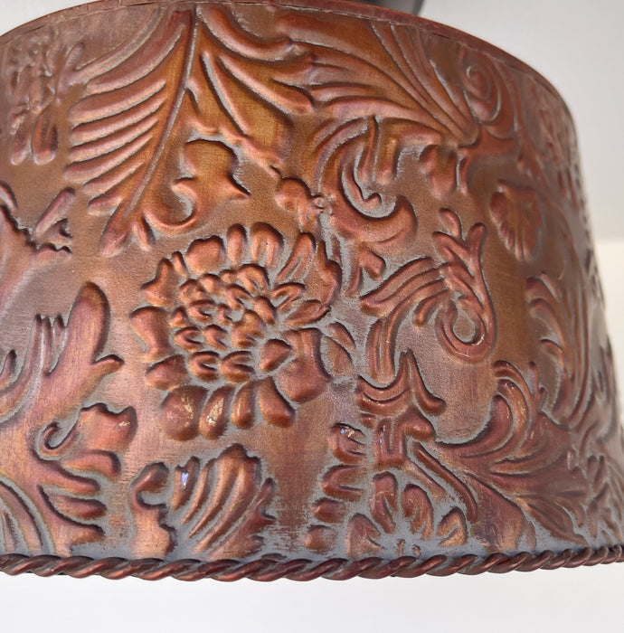 Copper Bronze Embossed Drum Ceiling Light - Sweatfully