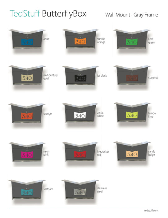 ButterFly Box in DESIGNER GRAY - Wall Mount Mailbox - Sweatfully