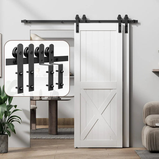 Bypass Sliding Barn Door Hardware Kit Basic I Pulley (No Door) - Sweatfully