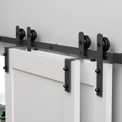 Bypass Sliding Barn Door Hardware Kit Basic I Pulley (No Door) - Sweatfully