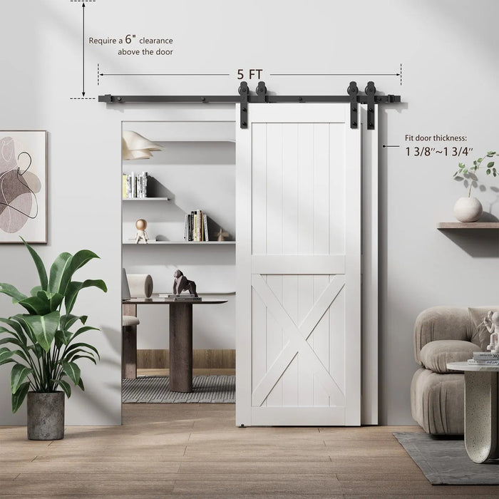 Bypass Sliding Barn Door Hardware Kit Basic I Pulley (No Door) - Sweatfully