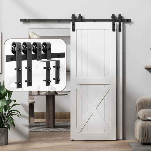 Bypass Sliding Barn Door Hardware Kit Basic J Pulley (No Door) - Sweatfully