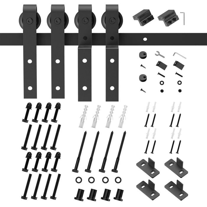 Bypass Sliding Barn Door Hardware Kit Basic J Pulley (No Door) - Sweatfully