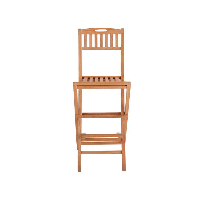 Emmett Natural Teak Indoor/Outdoor Folding Bar Stool - Sweatfully