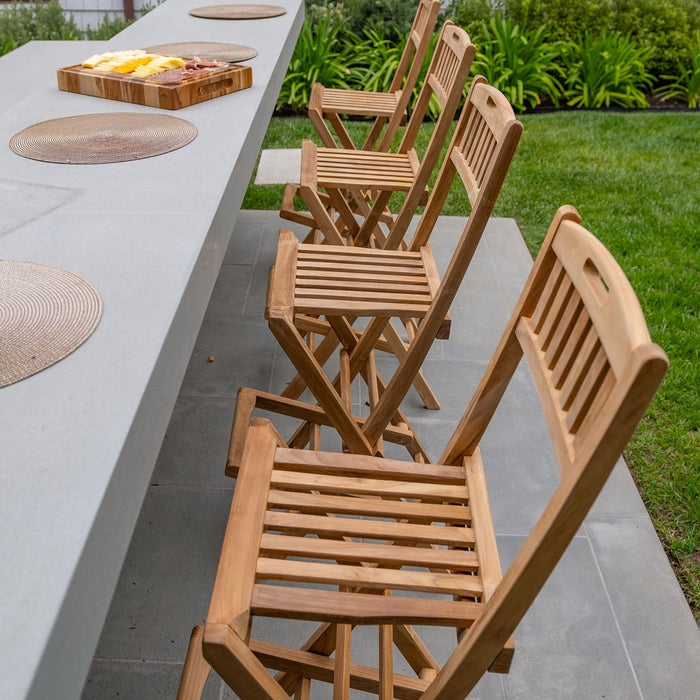 Emmett Natural Teak Indoor/Outdoor Folding Bar Stool - Sweatfully