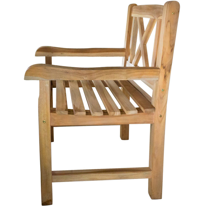 Åre Natural Teak Outdoor Patio Dining Chair with Arm Rests - Sweatfully