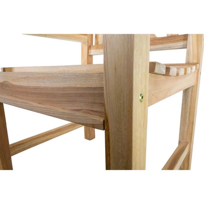 Åre Natural Teak Outdoor Patio Dining Chair with Arm Rests - Sweatfully