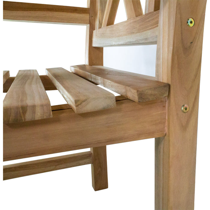 Åre Natural Teak Outdoor Patio Dining Chair with Arm Rests - Sweatfully