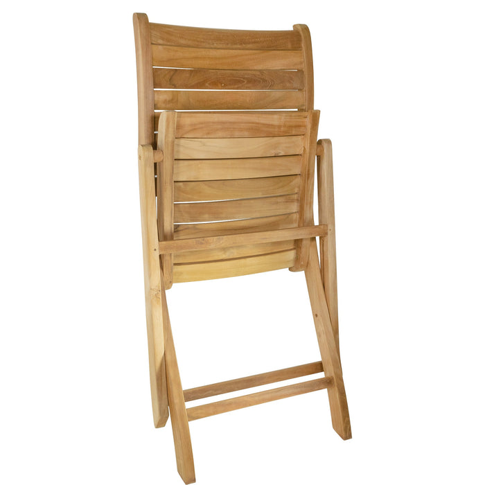 Naples Natural Teak Outdoor Patio Folding Chair - Sweatfully