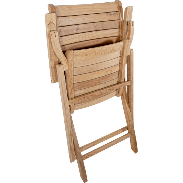 Naples Natural Teak Outdoor Patio Folding Chair with Arm Rests - Sweatfully