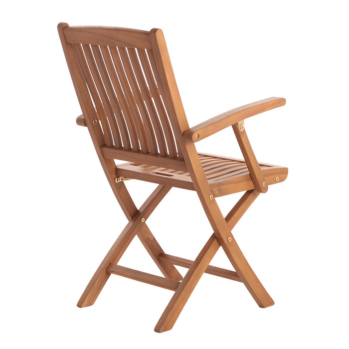 Telluride Oiled Teak Outdoor Patio Folding Chair with Arm Rests - Sweatfully