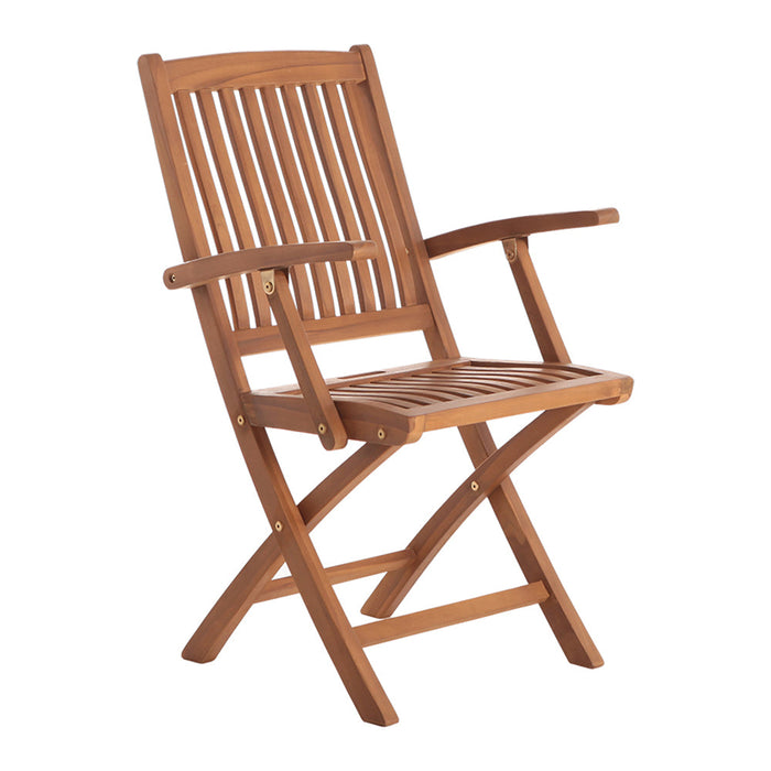 Telluride Oiled Teak Outdoor Patio Folding Chair with Arm Rests - Sweatfully