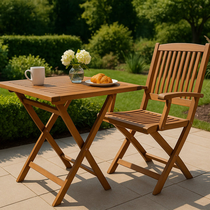Telluride 2 Person Teak Folding Patio/Balcony Table - 28" - Sweatfully