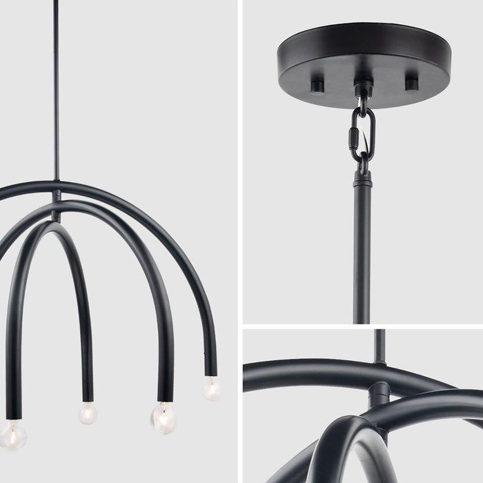 Caboche Mid-Century Modern Black Dimmable 6-Light Chandelier - Sweatfully