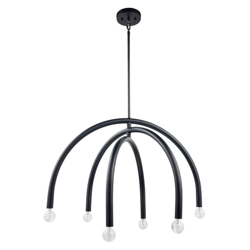 Caboche Mid-Century Modern Black Dimmable 6-Light Chandelier - Sweatfully