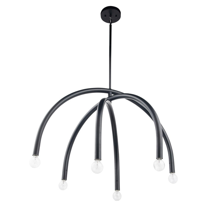 Caboche Mid-Century Modern Black Dimmable 6-Light Chandelier - Sweatfully